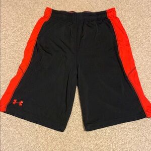 Under Armour Black and Red Athletic Shorts Performance Fit